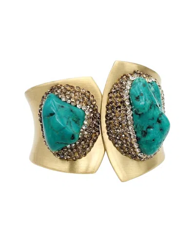 Liv Oliver 18k Plated 38.25 Ct. Tw. Turquoise Bracelet In Yellow