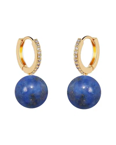 Liv Oliver 18k Plated 4.25 Ct. Tw. Lapis Cz Drop Classic Earrings In Gold