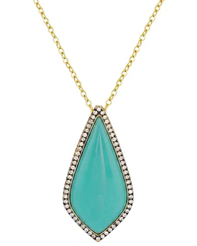 Liv Oliver 18k Plated 45.70 Ct. Tw. Turquoise Cz Necklace In White