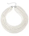 Liv Oliver 18k Plated 4mm - 7mm Pearl Layer Necklace In White