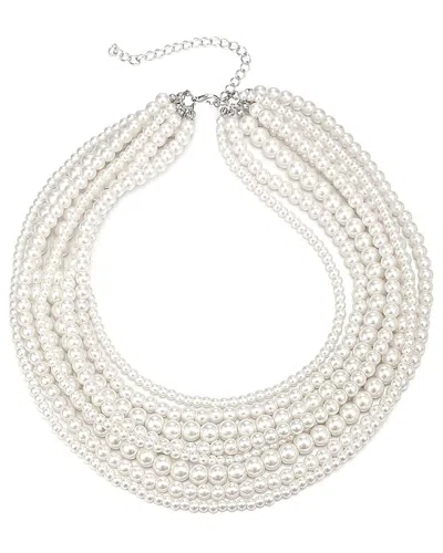 Liv Oliver 18k Plated 4mm - 7mm Pearl Layer Necklace In No Color