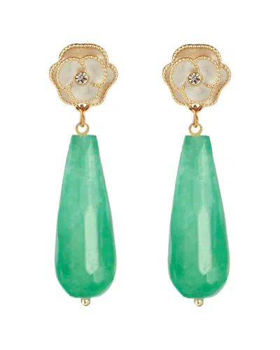 Liv Oliver 18k Plated 50.00 Ct. Tw. Jade Cz Earrings In Gold