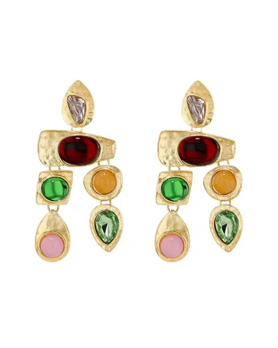 Liv Oliver 18k Plated 52.25 Ct. Tw. Gemstone Drop Earrings In Gold