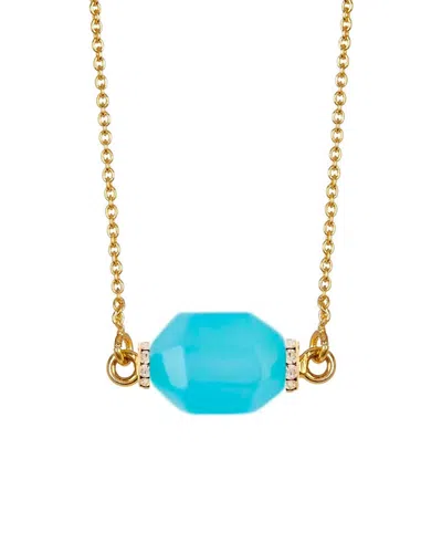 Liv Oliver 18k Plated 5.25 Ct. Tw. Chalcedony Cz Geometric Necklace In Gold