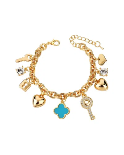 Liv Oliver 18k Plated 5.70 Ct. Tw. Turquoise Cz Bracelet In Red