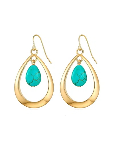 Liv Oliver 18k Gold Turquoise Drop Oval Earrings