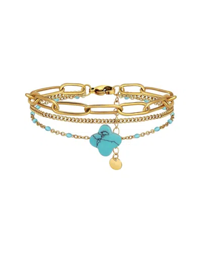Liv Oliver 18k Plated 5.95 Ct. Tw. Turquoise Bracelet In Orange