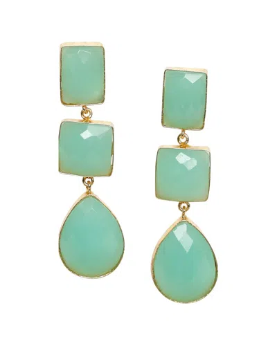 Liv Oliver 18k Plated 65.00 Ct. Tw. Chalcedony Earrings In Multi