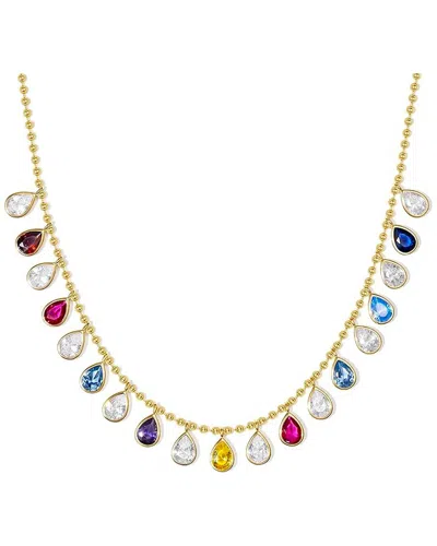 Liv Oliver 18k Plated 6.75 Ct. Tw. Semi Precious Stones Cz Drape Necklace In Gold