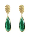 Liv Oliver 18k Plated 7.25 Ct. Tw. Gemstone Drop Earrings In Green