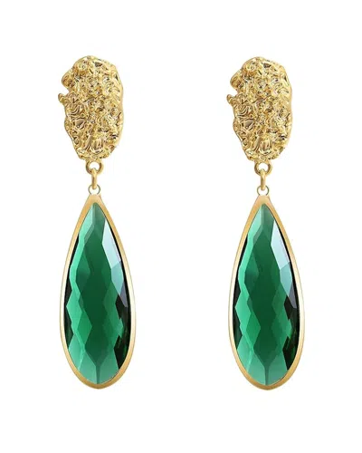 Liv Oliver 18k Plated 7.25 Ct. Tw. Gemstone Drop Earrings In Green