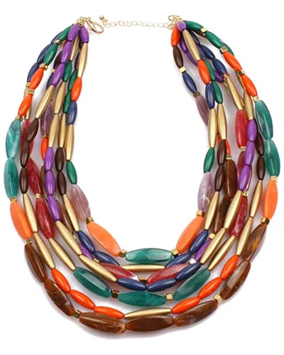 Liv Oliver 18k Plated 75.00 Ct. Tw. Agate Layered Necklace In No Color