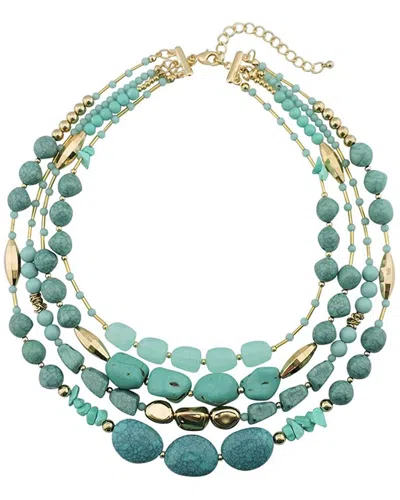Liv Oliver 18k Plated 75.00 Ct. Tw. Turquoise Necklace In Green