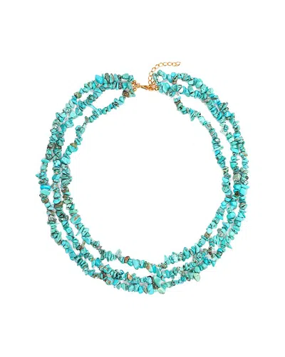 Liv Oliver 18k Plated 75.00 Ct. Tw. Turquoise Nugget Layer Necklace In Blue