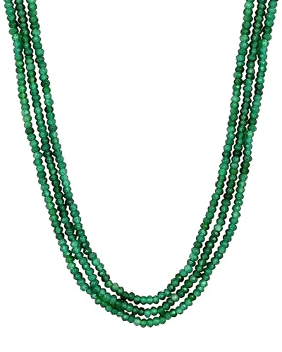 Liv Oliver 18k Plated 79.20 Ct. Tw. Emerald Layer Necklace In Green