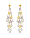 Liv Oliver 18k Plated 8.25 Ct. Tw. Multi Semi Precious Gemstones Drop Earrings In Multi
