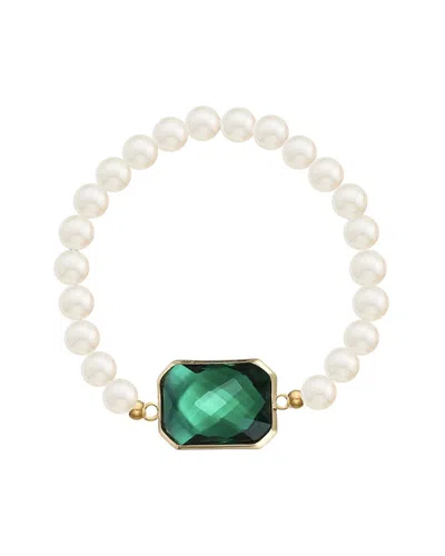 Liv Oliver 18k Plated 8.75 Ct. Tw. Green Quartz Geometric & Matte Finish Cuff Bangle Bracelet