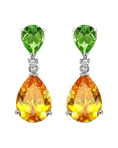 Liv Oliver 18k Plated 8.75 Ct. Tw. Quartz Double Drop Earrings In Multi