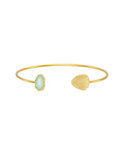 Liv Oliver 18k Plated 8.75 Ct. Tw. Sea Green Quartz Geometric Bangle Bracelet In Gold