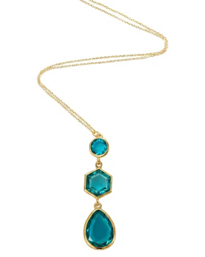 Liv Oliver 18k Plated 9.75 Ct. Tw. London Blue Quartz Pendant Necklace