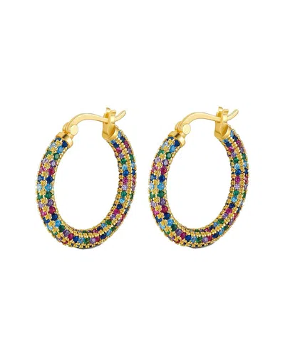 Liv Oliver 18k Plated 9.75 Ct. Tw.multicolor Quartz Cz Hoops