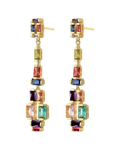 Liv Oliver 18k Gold Chandelier Multi Emerald Cut Drop Earrings