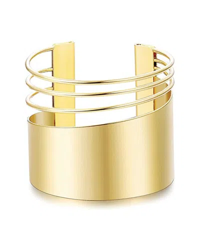 Liv Oliver 18k Plated Asymmetric Wide Bangle Bracelet In Gold