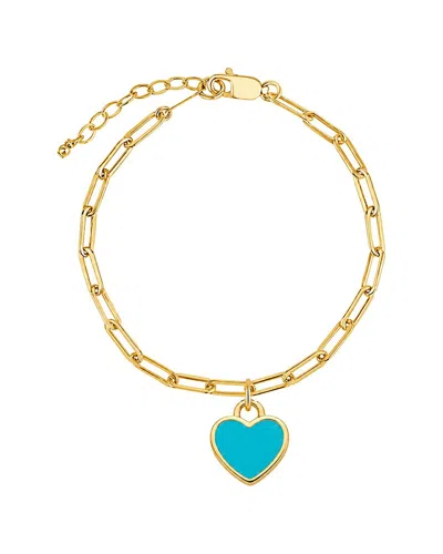 Liv Oliver 18k Gold Heart Charm Turquoise Bracelet