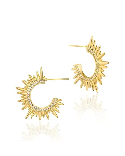 Liv Oliver 18k Plated Cz Burst Earrings In Gold