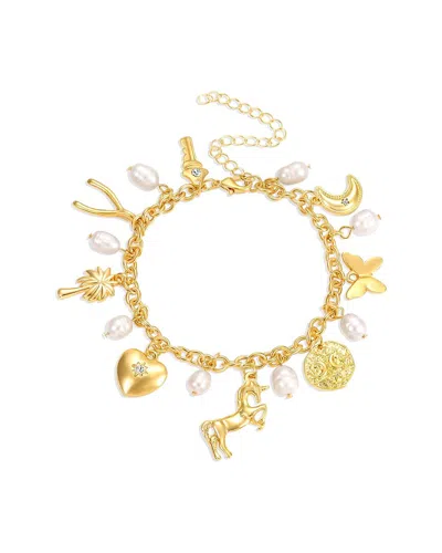 Liv Oliver 18k Plated Cz Charm Bracelet In Gold