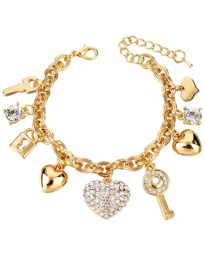 Liv Oliver 18k Plated Cz Charm Love Bracelet In Gold