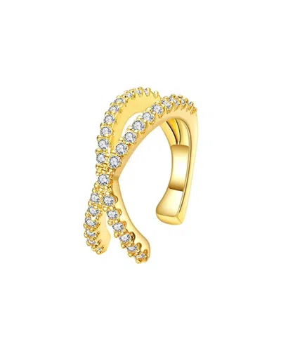 Liv Oliver 18k Plated Cz Crisscross Ear Cuff In Gold