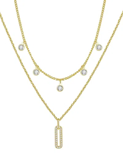 Liv Oliver 18k Plated Cz Double Layer Embelishhed Necklace In Multi