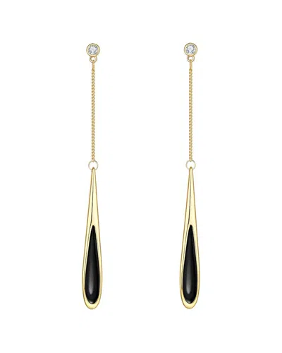Liv Oliver 18k Gold Black Onyx Tear Drop Earrings