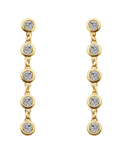 Liv Oliver 18k Plated Cz Halo Round Stud Earrings In Gold
