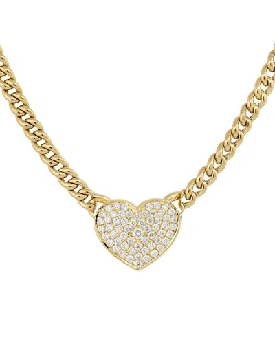 Liv Oliver 18k Plated Cz Heart Link Necklace In Gold