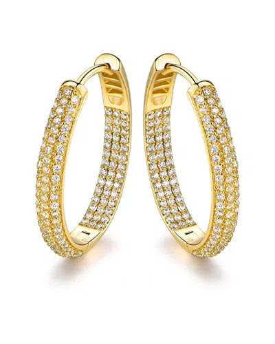 Liv Oliver 18k Plated Cz In/out Hinge Hoops In Gold