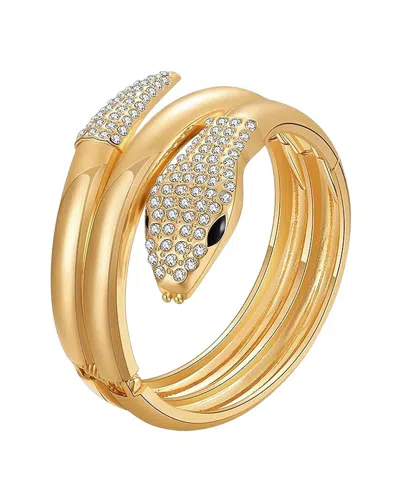 Liv Oliver 18k Plated Cz Motif Bangle Bracelet In Gold