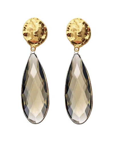 Liv Oliver 18k Plated Cz Round Drop Earrings In Gold