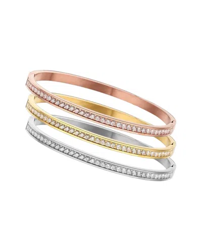 Liv Oliver 18k Plated Cz Stackable Bangle Bracelet Set