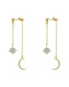 Liv Oliver 18k Plated Cz Sun & Moon Celestial Chain Earrings