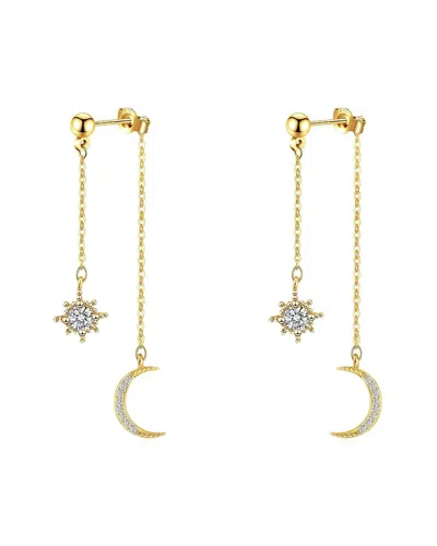 Liv Oliver 18k Plated Cz Sun & Moon Celestial Chain Earrings