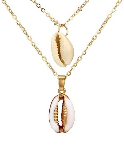 Liv Oliver 18k Plated Double Layer Beach Charm Necklace