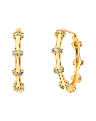 Liv Oliver 18k Plated Embellished Hoops In Gold