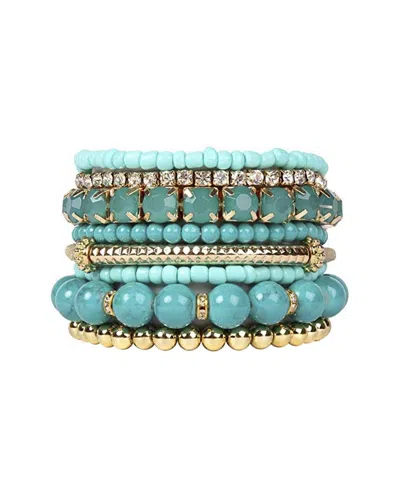 Liv Oliver 18k Plated Gemstone Crystal Bracelet Set