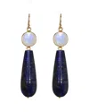 Liv Oliver 18k Plated Heart Arrow Drop Earrings In Blue