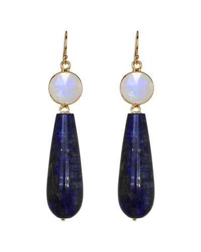 Liv Oliver 18k Plated Heart Arrow Drop Earrings In Blue