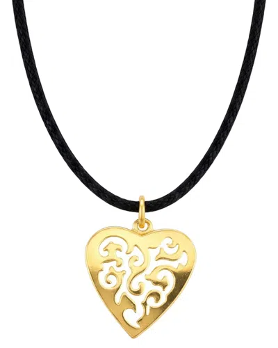 Liv Oliver 18k Plated Heart Charm Cut Out Necklace In Black