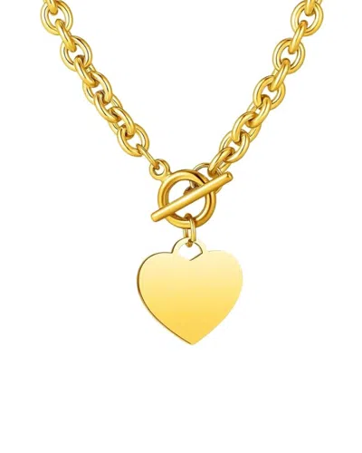 Liv Oliver 18k Plated Heart Charm Necklace In Gold
