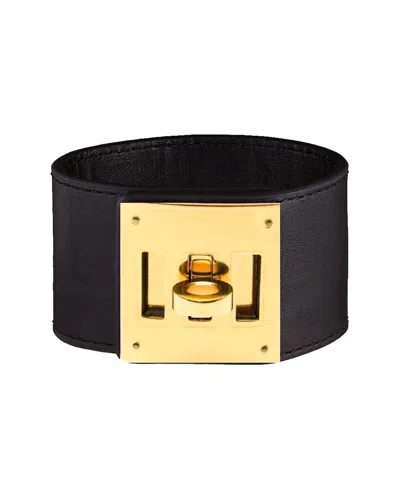 Liv Oliver 18k Plated Lock Bracelet In Black
